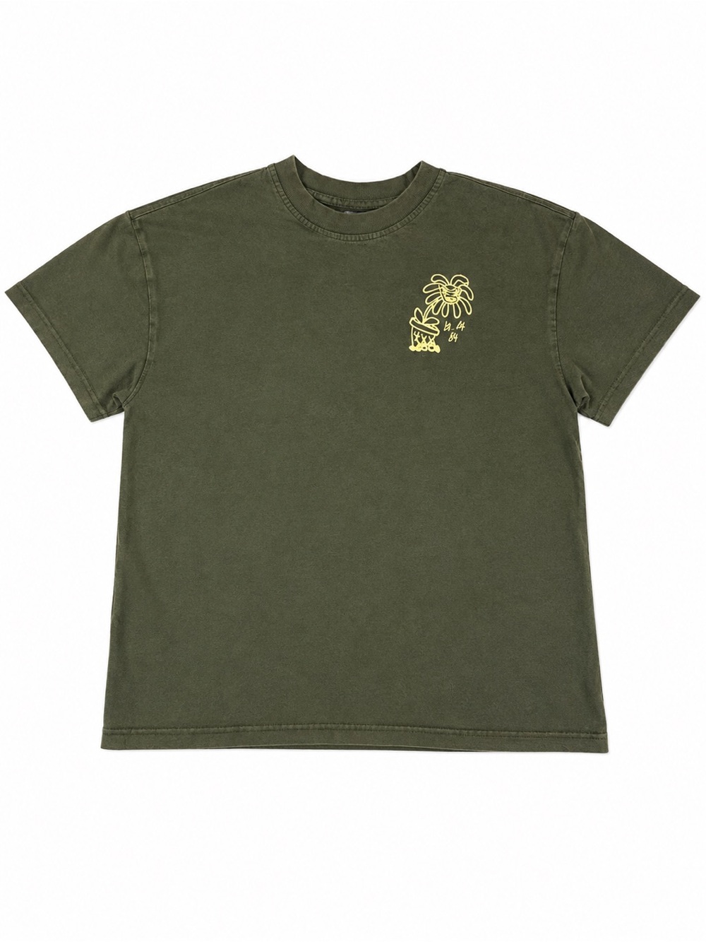 Men's Olive Green Graphic Crewneck T-Shirt